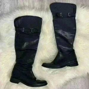 Charles David leather black riding boots 6